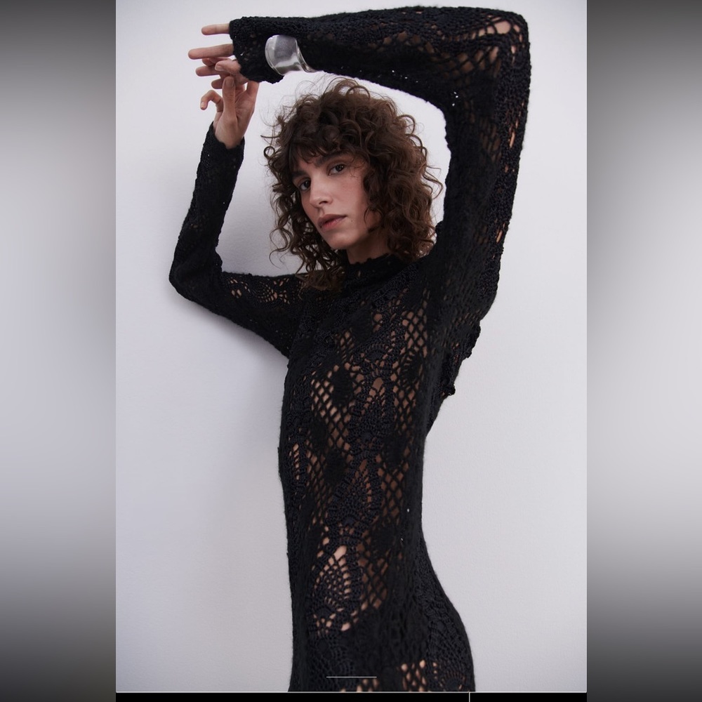 Zara long crocheted dress limited edition hand knit - Picture 6 of 13